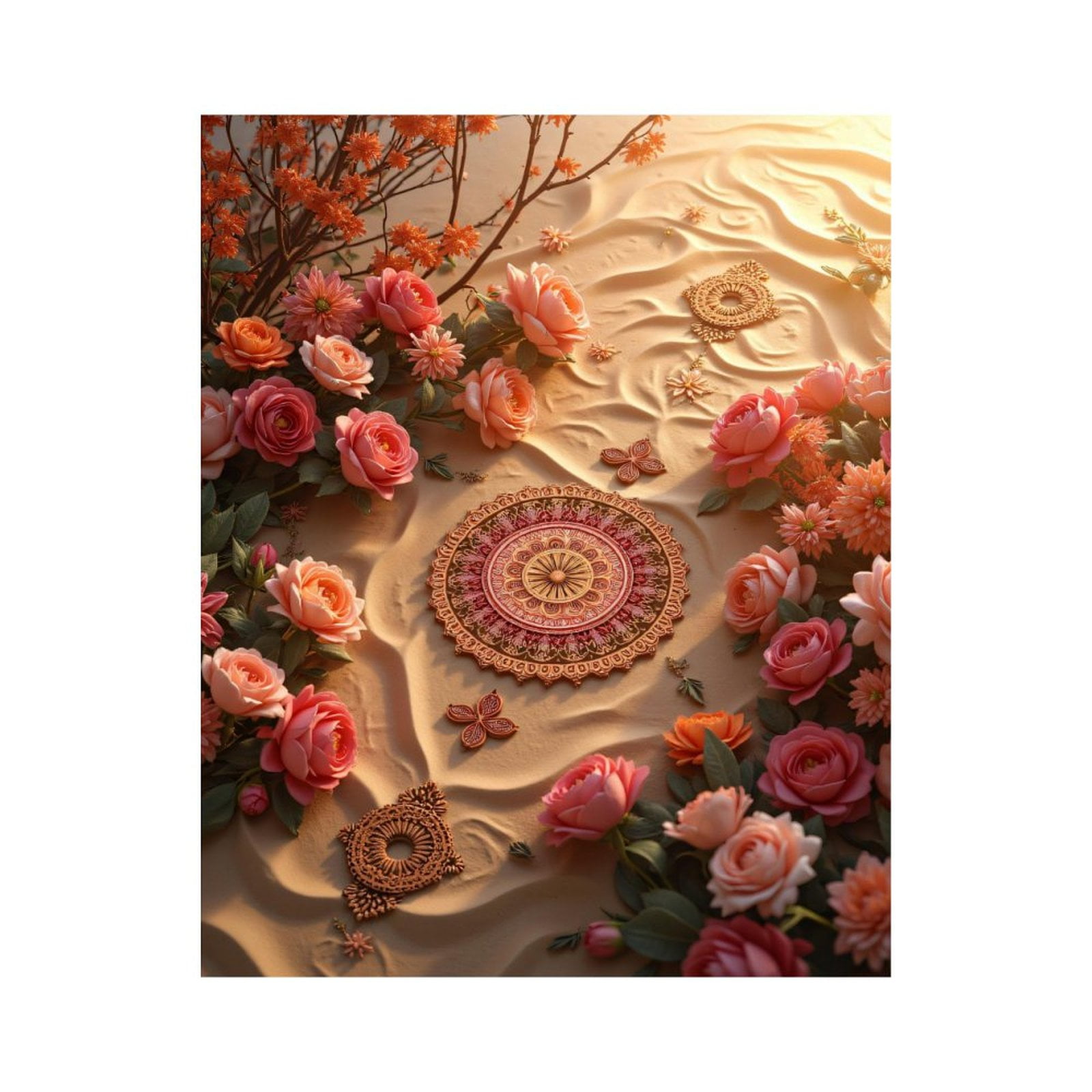 Paint By Numbers Kit for Adults Beginner - Sand Blooms Petals Mandala Art DIY Canvas Painting Kits for Adults, Frameless Paint By Number for Adults for Home Wall Decor 16x20 Inch