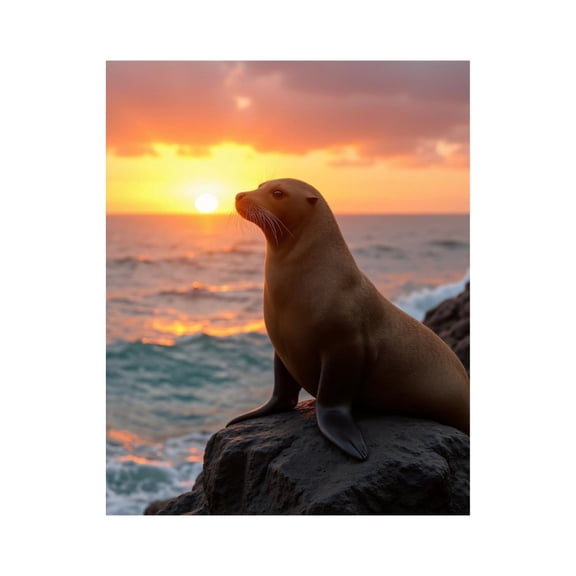 Paint By Numbers Kit for Adults Beginner - Sea Lion Sunset Rock Scene DIY Canvas Painting Kits for Adults, Frameless Paint By Number for Adults for Home Wall Decor 16x20 Inch