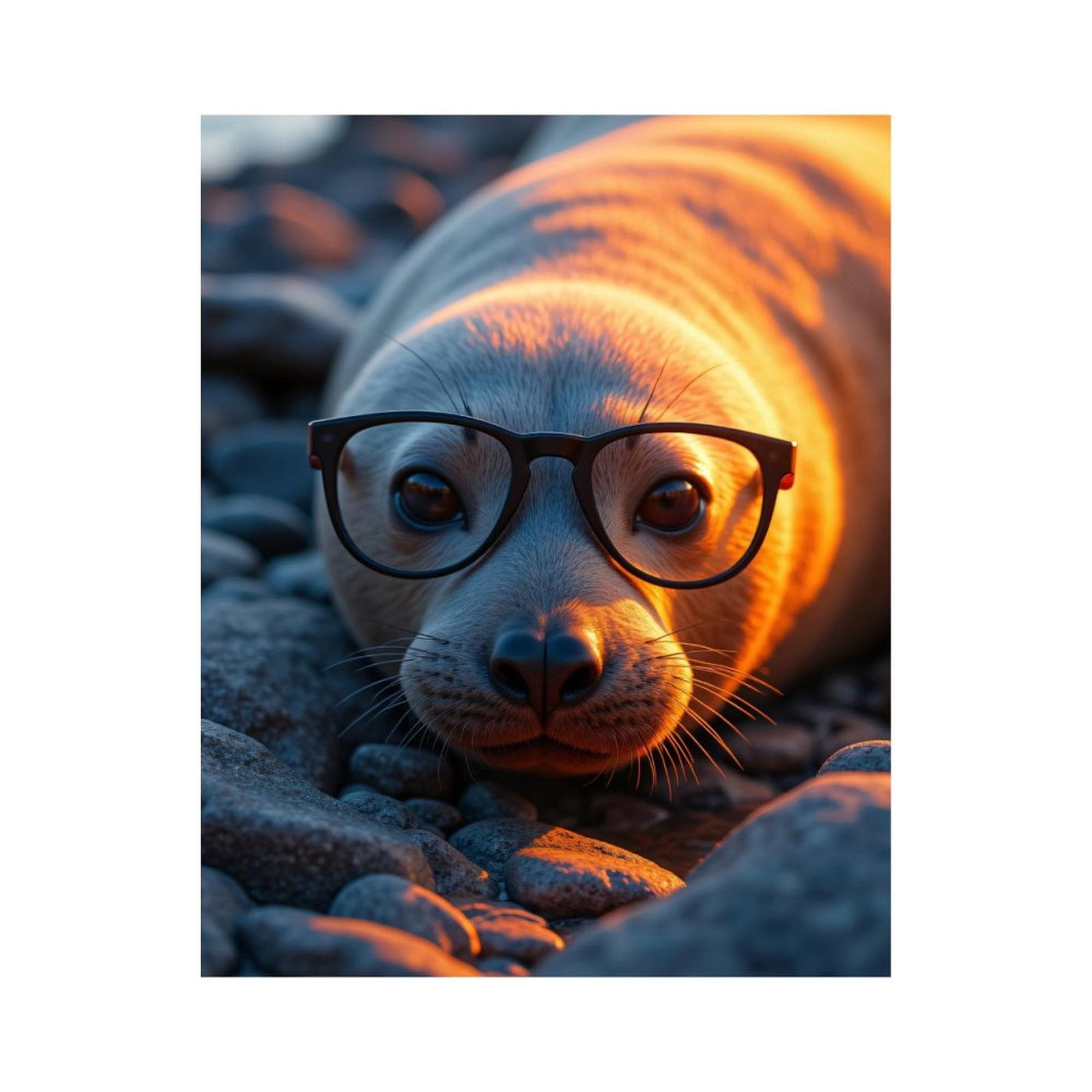 Paint By Numbers Kit for Adults Beginner - Seal Glasses Sunset Rocks Cute DIY Canvas Painting Kits for Adults, Frameless Paint By Number for Adults for Home Wall Decor 16x20 Inch
