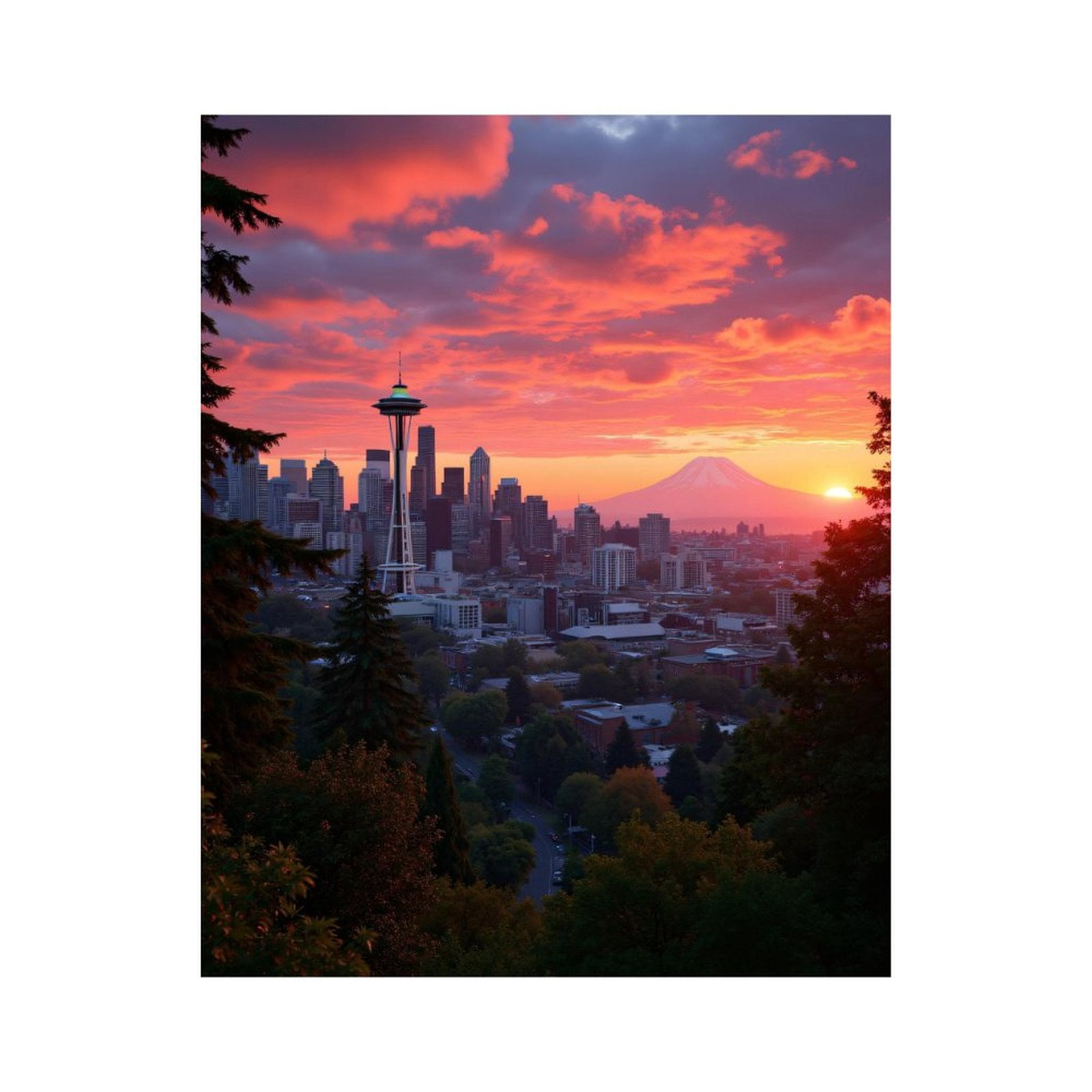 Paint By Numbers Kit for Adults Beginner - Seattle Sunset Skyline ...