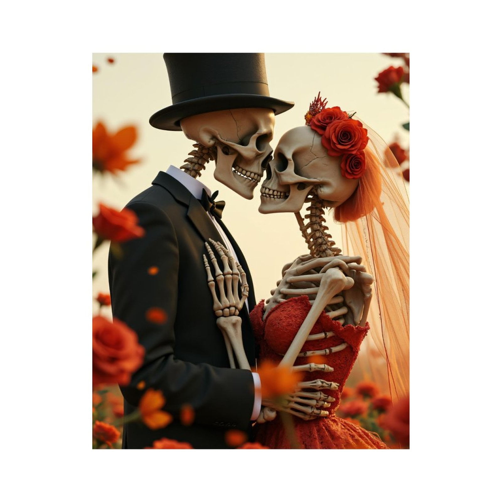 Paint By Numbers Kit for Adults Beginner - Skeleton Couple Wedding Roses DIY Canvas Painting Kits for Adults, Frameless Paint By Number for Adults for Home Wall Decor 16x20 Inch