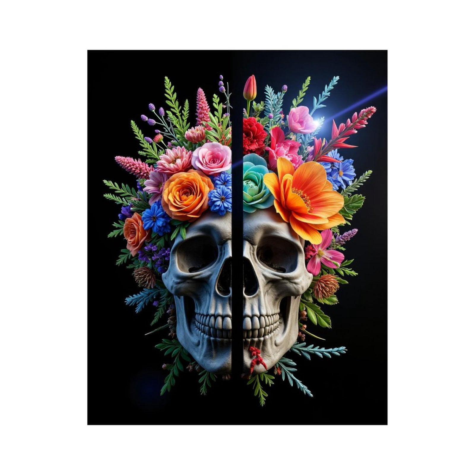 Paint By Numbers Kit for Adults Beginner - Skull Floral Art Vibrant Bloom DIY Canvas Painting Kits for Adults, Frameless Paint By Number for Adults for Home Wall Decor 16x20 Inch