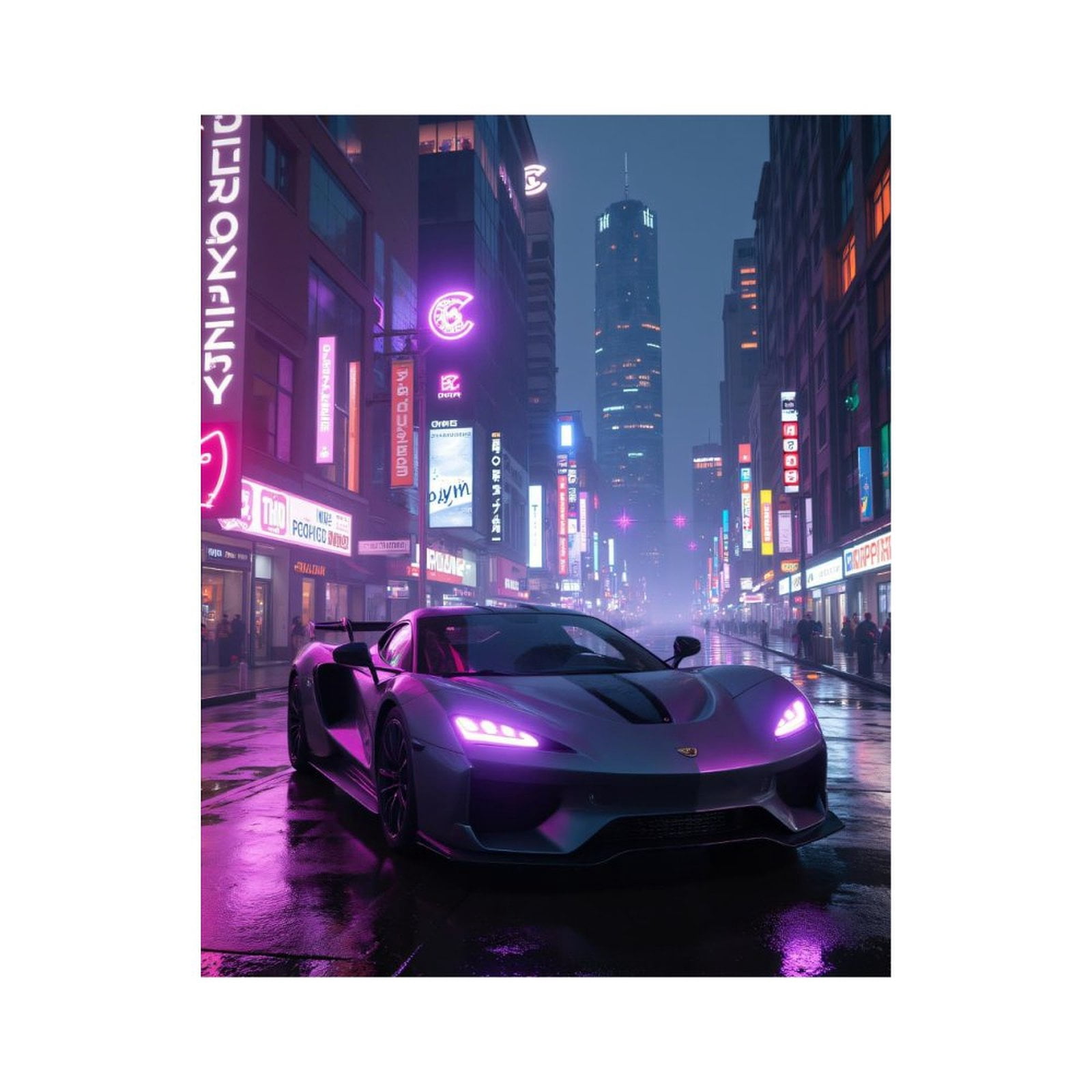 Paint By Numbers Kit for Adults Beginner - Sleek Car Neon City Night Drive DIY Canvas Painting Kits for Adults, Frameless Paint By Number for Adults for Home Wall Decor 16x20 Inch