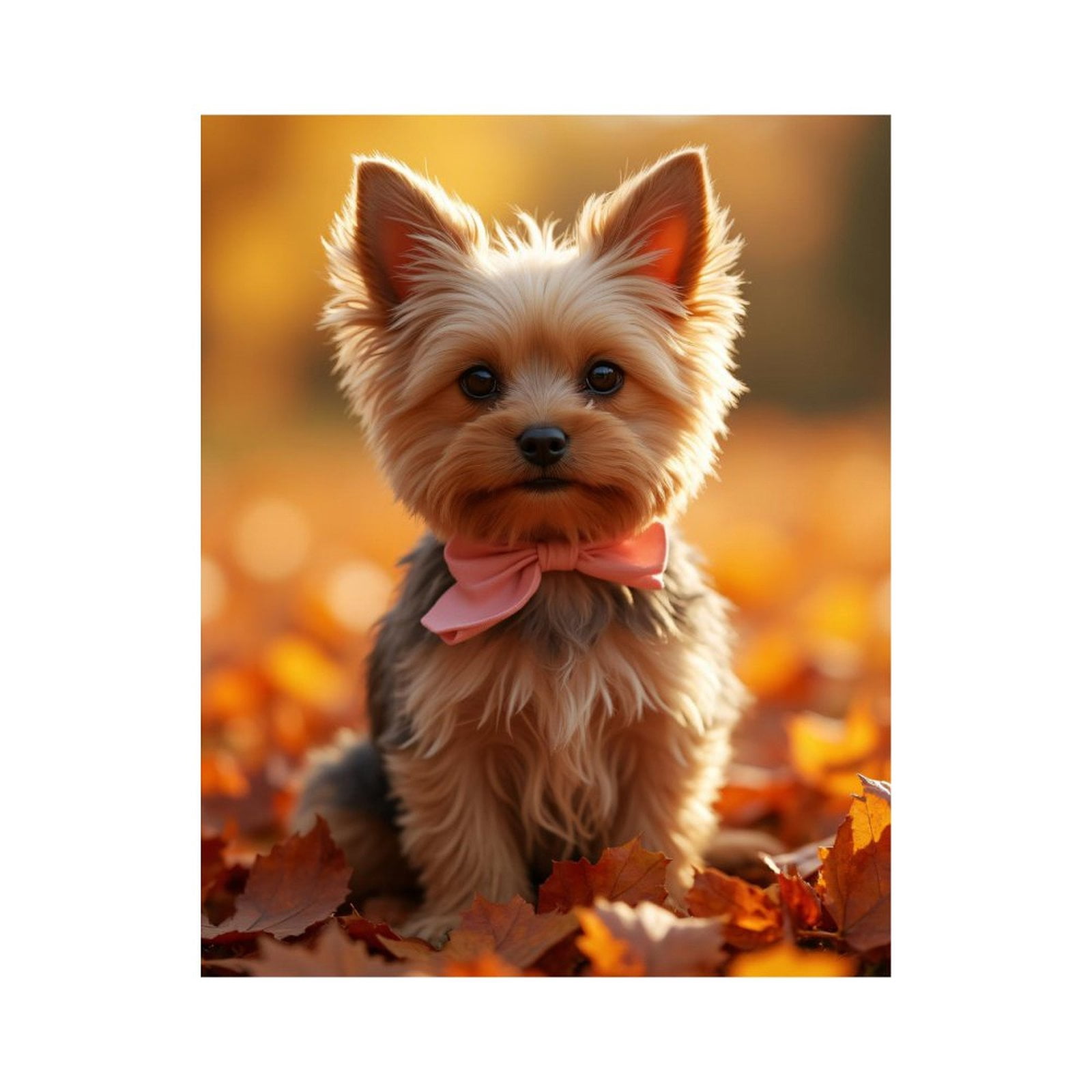 Paint By Numbers Kit for Adults Beginner - Small Dog Autumn Leaves Bowtie DIY Canvas Painting Kits for Adults, Frameless Paint By Number for Adults for Home Wall Decor 16x20 Inch