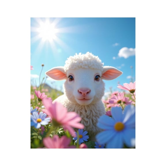 Paint By Numbers Kit for Adults Beginner - Spring Lamb In Flower Meadow DIY Canvas Painting Kits for Adults, Frameless Paint By Number for Adults for Home Wall Decor 16x20 Inch
