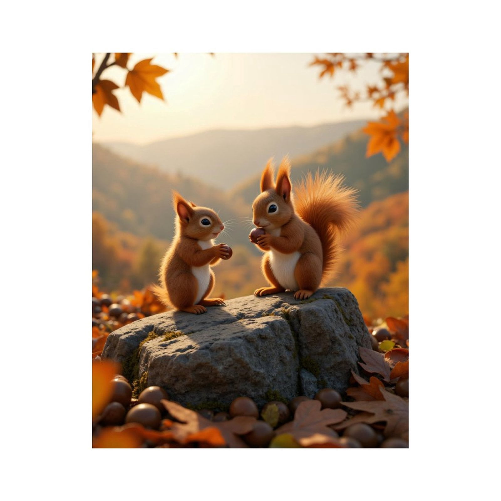 Paint By Numbers Kit for Adults Beginner - Squirrels Autumn Leaves Rock Acorns DIY Canvas Painting Kits for Adults, Frameless Paint By Number for Adults for Home Wall Decor 16x20 Inch