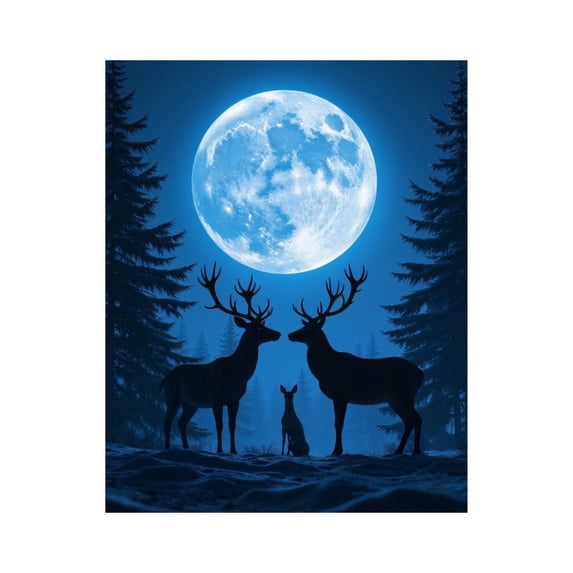 Paint By Numbers Kit for Adults Beginner - Stag Moonlit Forest Scene DIY Canvas Painting Kits for Adults, Frameless Paint By Number for Adults for Home Wall Decor 16x20 Inch