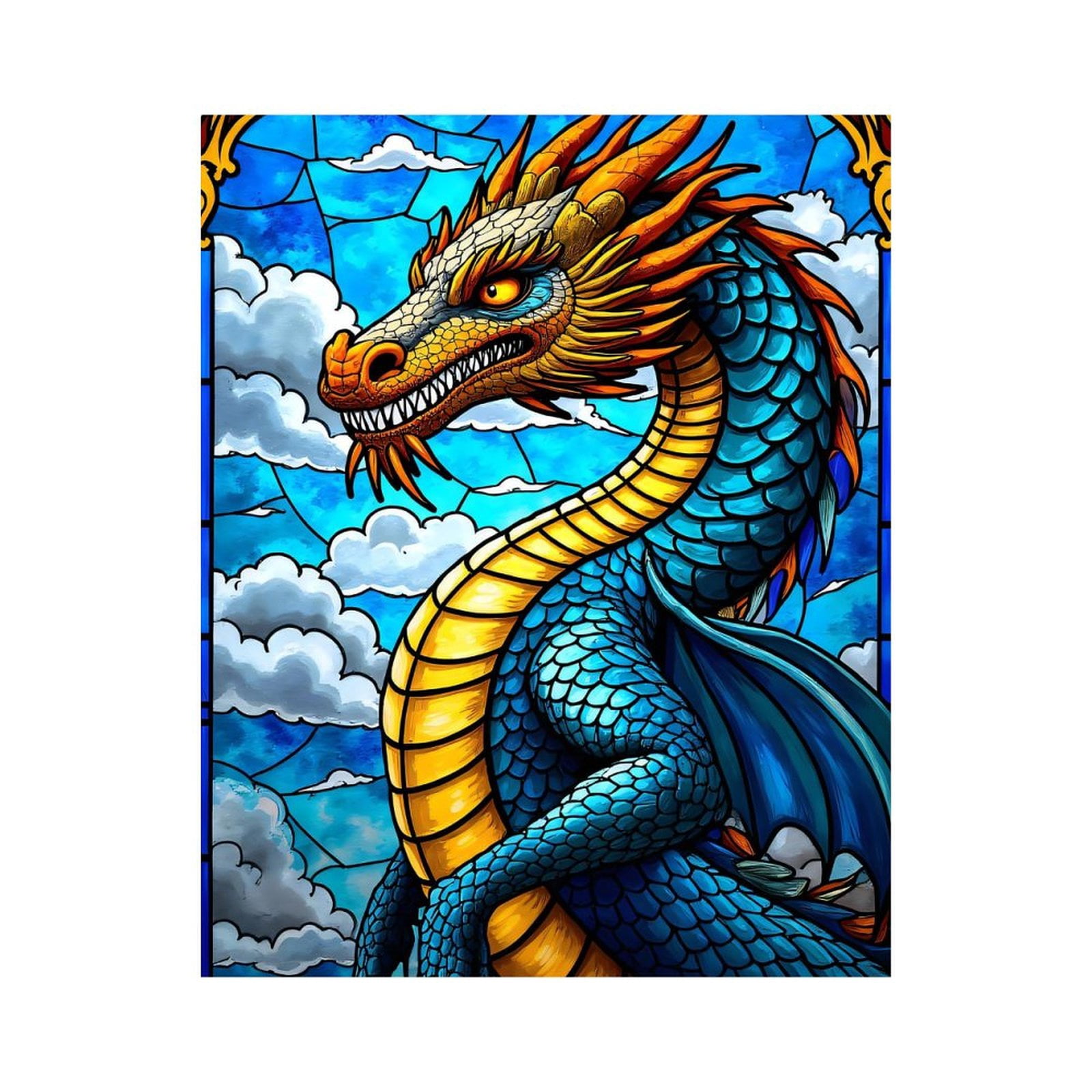 Paint By Numbers Kit for Adults Beginner - Stained Glass Dragon Fantasy Art DIY Canvas Painting Kits for Adults, Frameless Paint By Number for Adults for Home Wall Decor 16x20 Inch