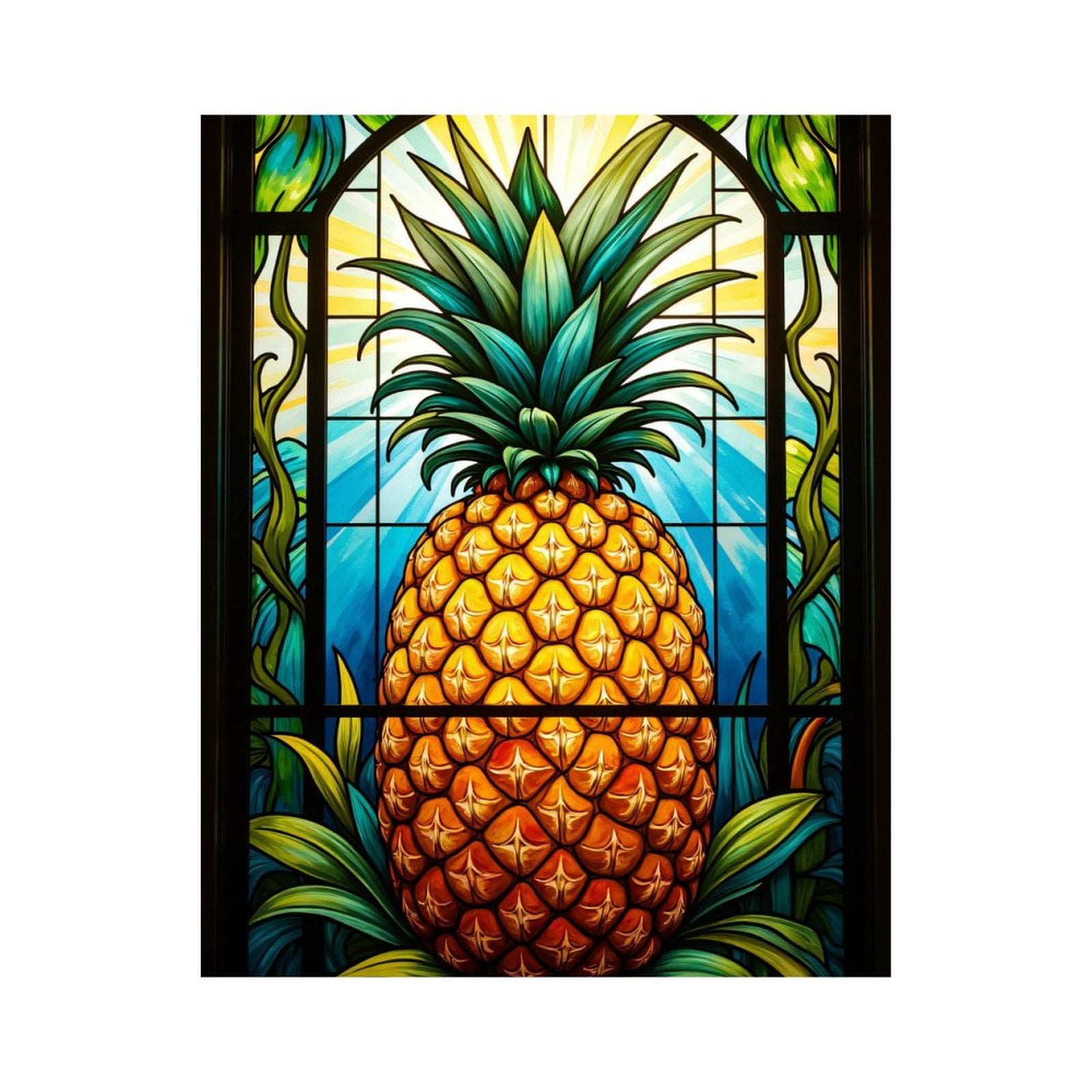 Paint By Numbers Kit for Adults Beginner - Stained Glass Pineapple Art DIY Canvas Painting Kits for Adults, Frameless Paint By Number for Adults for Home Wall Decor 16x20 Inch