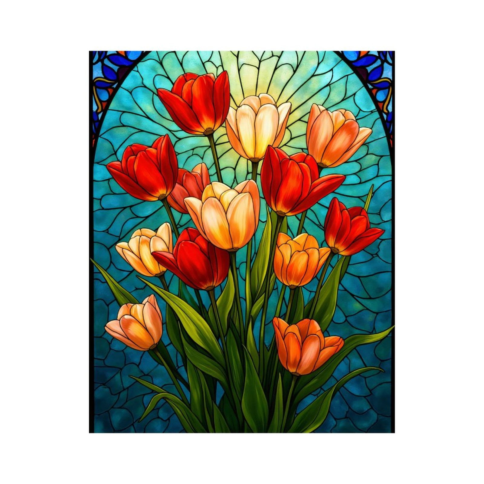 Paint By Numbers Kit for Adults Beginner - Stained Glass Tulip Art Design DIY Canvas Painting Kits for Adults, Frameless Paint By Number for Adults for Home Wall Decor 16x20 Inch