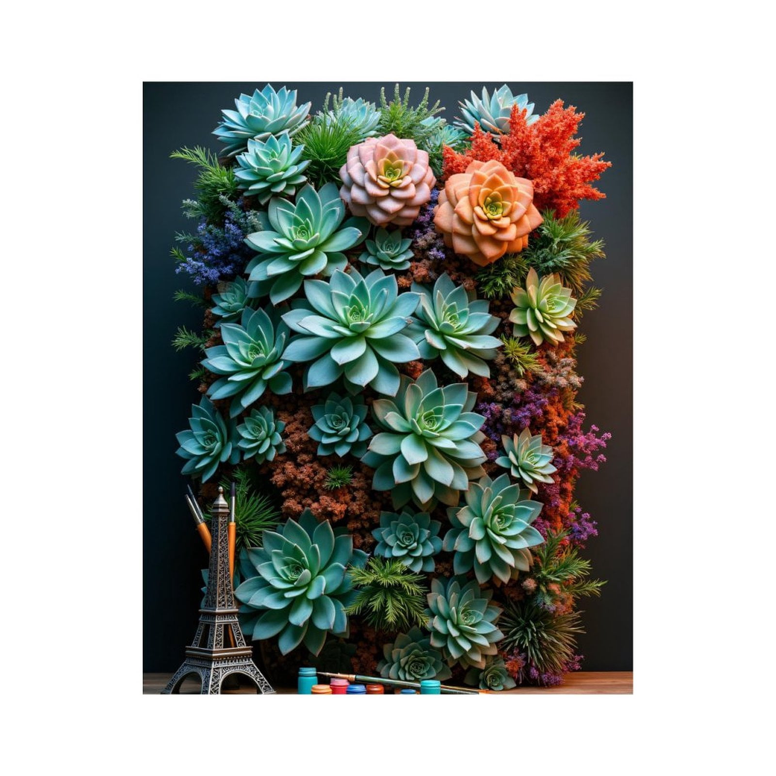 Paint By Numbers Kit for Adults Beginner - Succulent Wall Art With Paint Supplies DIY Canvas Painting Kits for Adults, Frameless Paint By Number for Adults for Home Wall Decor 16x20 Inch