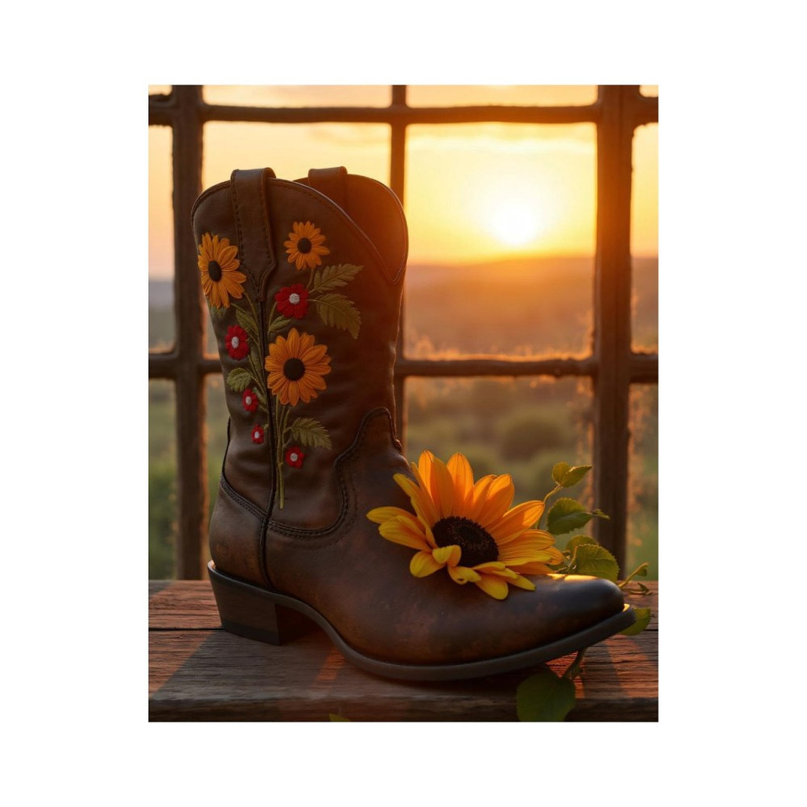 Paint By Numbers Kit for Adults Beginner - Sunflower Cowboy Boot Sunset ...