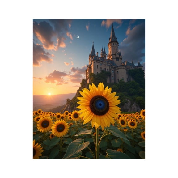 Paint By Numbers Kit for Adults Beginner - Sunflowers Castle Sunset Dreamscape DIY Canvas Painting Kits for Adults, Frameless Paint By Number for Adults for Home Wall Decor 16x20 Inch