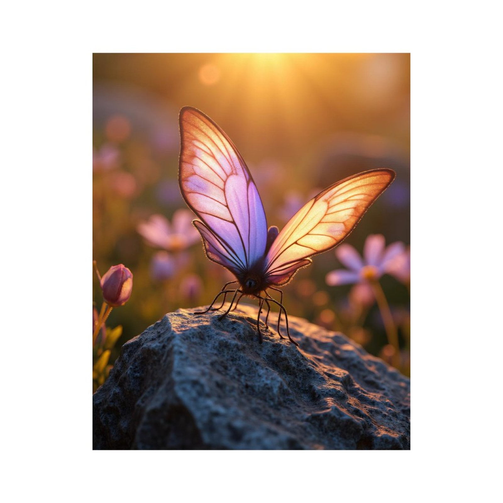 Paint By Numbers Kit for Adults Beginner - Sunlit Butterfly On Rock DIY Canvas Painting Kits for Adults, Frameless Paint By Number for Adults for Home Wall Decor 16x20 Inch