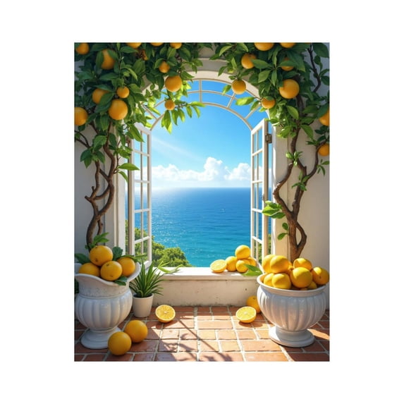 Paint By Numbers Kit for Adults Beginner - Sunny Ocean View Lemons Terrace DIY Canvas Painting Kits for Adults, Frameless Paint By Number for Adults for Home Wall Decor 16x20 Inch