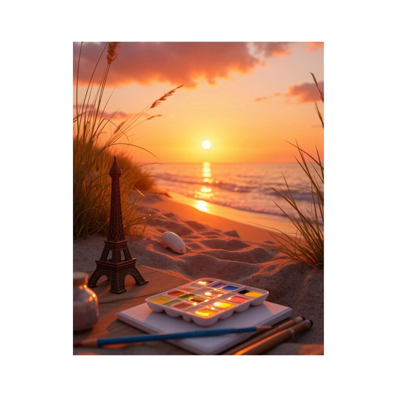 Paint By Numbers Kit for Adults Beginner - Sunset Beach Art Supplies Relaxation DIY Canvas Painting Kits for Adults, Frameless Paint By Number for Adults for Home Wall Decor 16x20 Inch