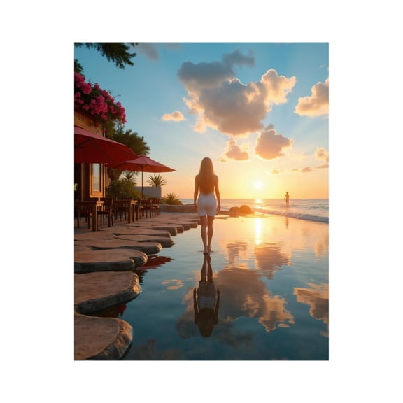 Paint By Numbers Kit for Adults Beginner - Sunset Beach Reflection Serenity DIY Canvas Painting Kits for Adults, Frameless Paint By Number for Adults for Home Wall Decor 16x20 Inch