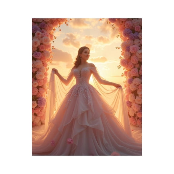 Paint By Numbers Kit for Adults Beginner - Sunset Bridal Elegance Floral Arch DIY Canvas Painting Kits for Adults, Frameless Paint By Number for Adults for Home Wall Decor 16x20 Inch