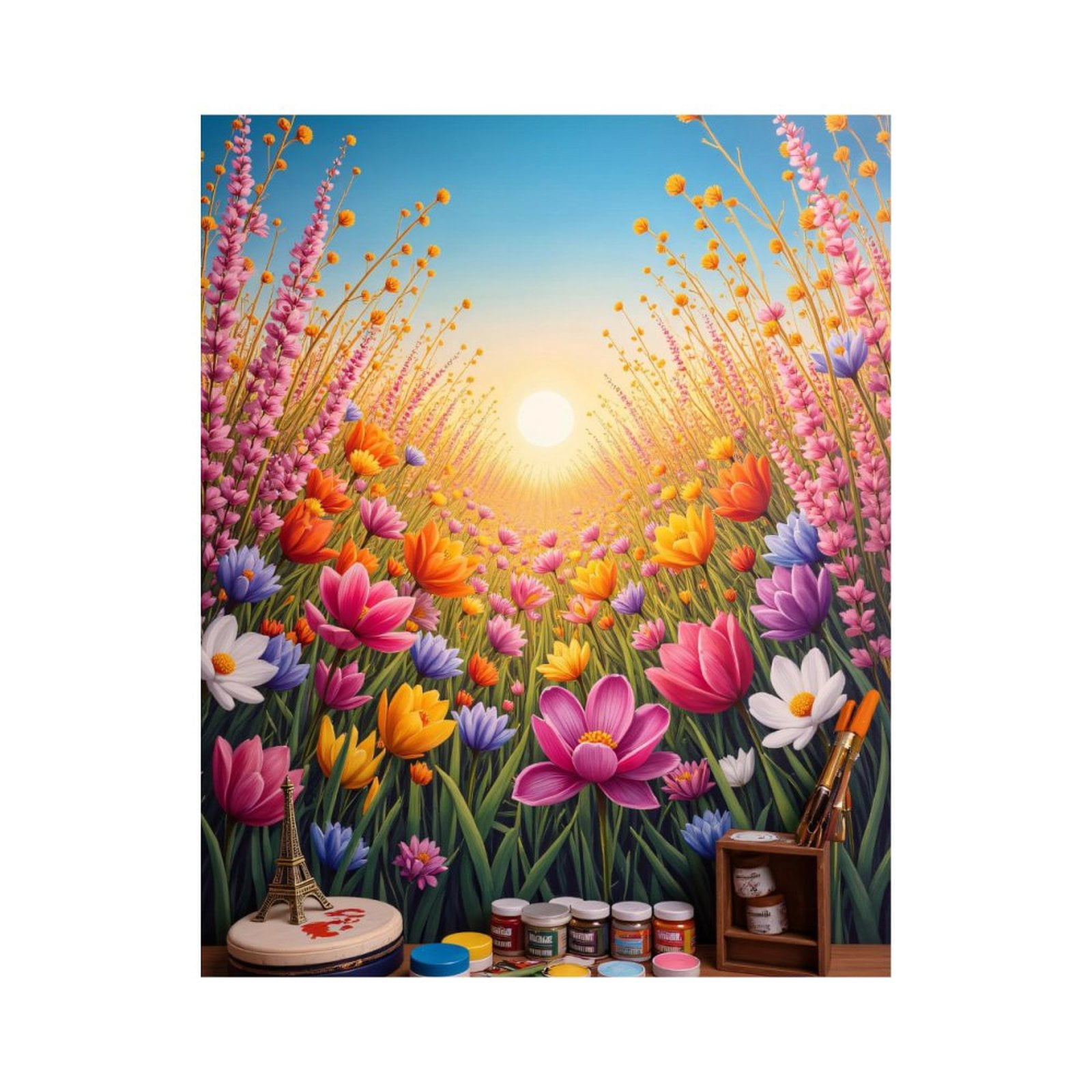 Paint By Numbers Kit for Adults Beginner - Sunset Field Art Supplies DIY Canvas Painting Kits for Adults, Frameless Paint By Number for Adults for Home Wall Decor 16x20 Inch