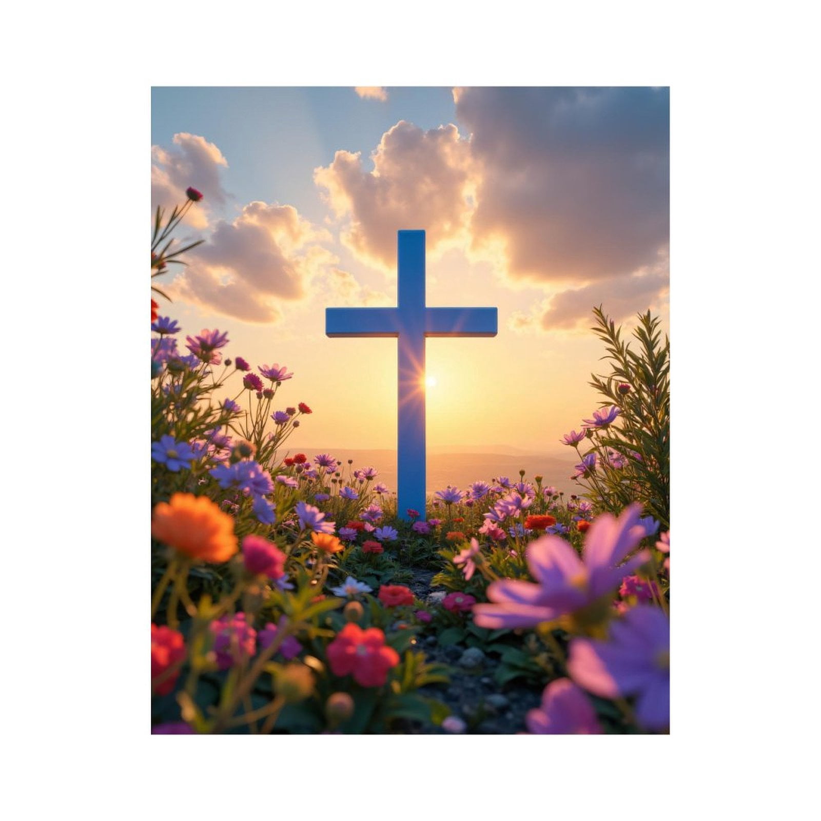 Paint By Numbers Kit for Adults Beginner - Sunset Flower Cross Landscape DIY Canvas Painting Kits for Adults, Frameless Paint By Number for Adults for Home Wall Decor 16x20 Inch