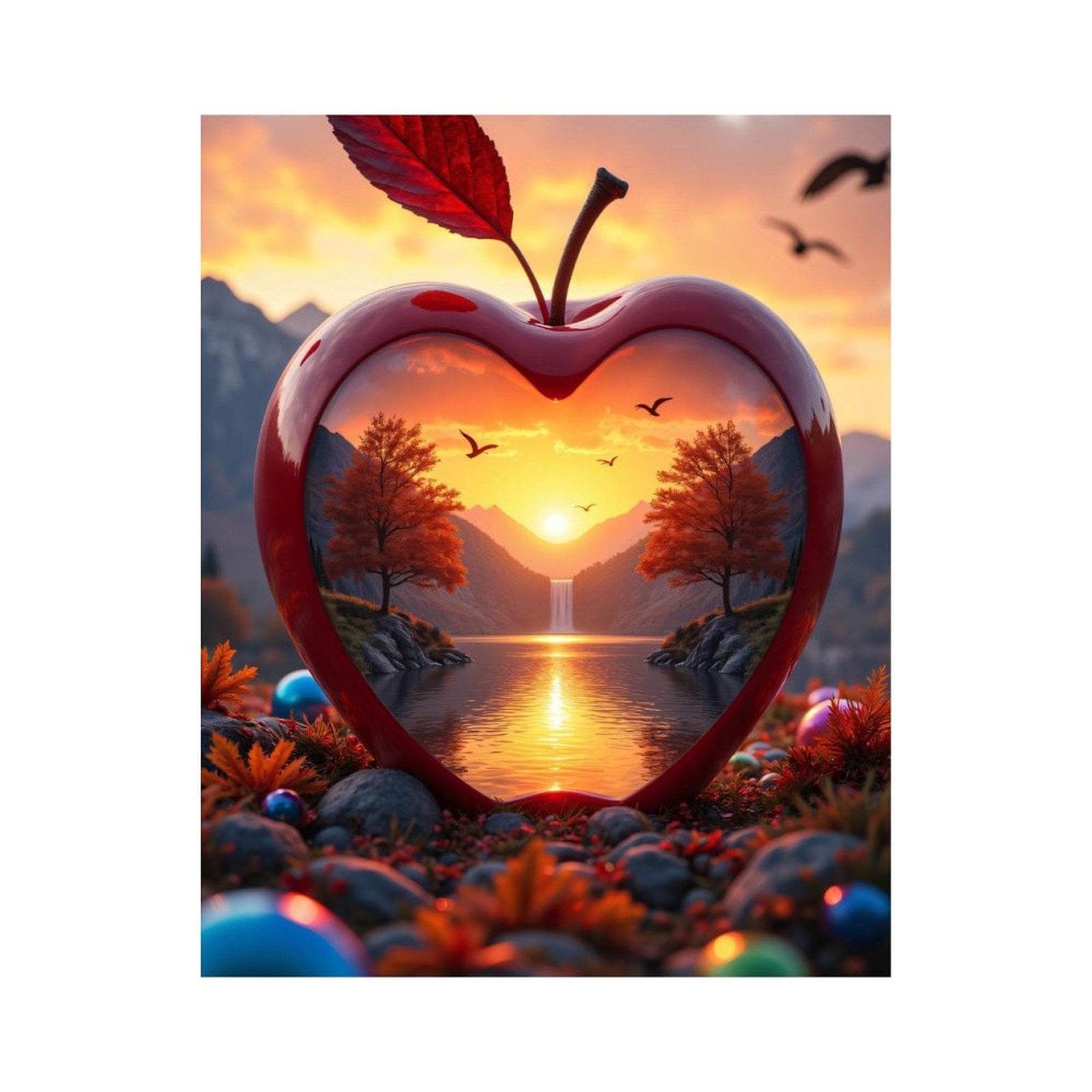 Paint By Numbers Kit for Adults Beginner - Sunset Lake Heart Reflection Fantasy DIY Canvas Painting Kits for Adults, Frameless Paint By Number for Adults for Home Wall Decor 16x20 Inch
