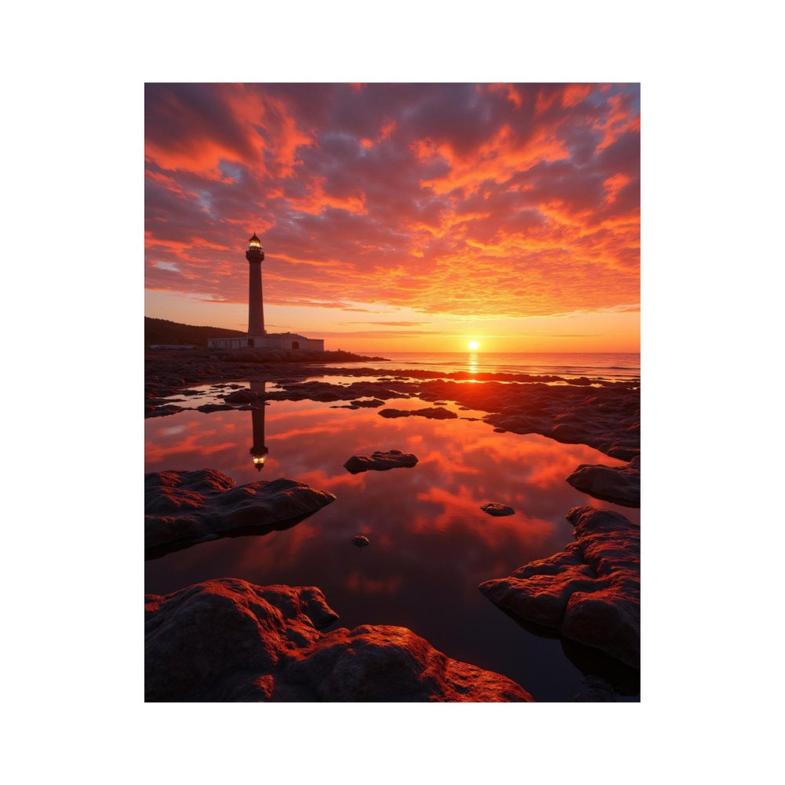 Paint By Numbers Kit for Adults Beginner - Sunset Lighthouse Reflection Rock Shore DIY Canvas Painting Kits for Adults, Frameless Paint By Number for Adults for Home Wall Decor 16x20 Inch
