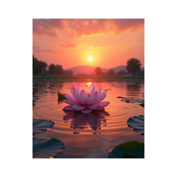 Paint By Numbers Kit for Adults Beginner - Sunset Lotus Serenity Scene DIY Canvas Painting Kits for Adults, Frameless Paint By Number for Adults for Home Wall Decor 16x20 Inch