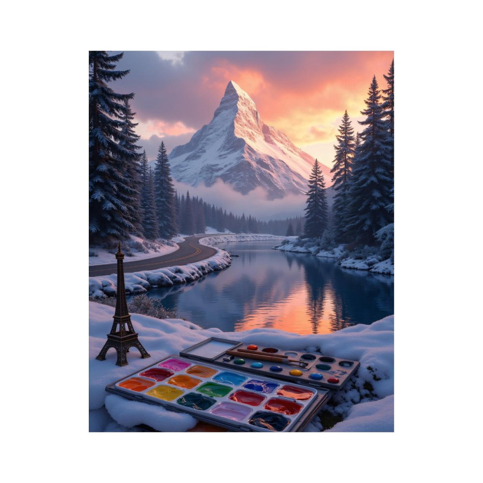 Paint By Numbers Kit for Adults Beginner - Sunset Mountain Landscape Art DIY Canvas Painting Kits for Adults, Frameless Paint By Number for Adults for Home Wall Decor 16x20 Inch