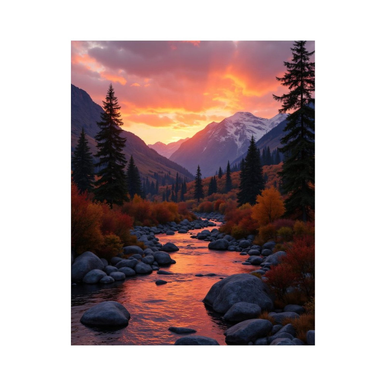 Paint By Numbers Kit for Adults Beginner - Sunset Mountain River Autumn Scene DIY Canvas Painting Kits for Adults, Frameless Paint By Number for Adults for Home Wall Decor 16x20 Inch