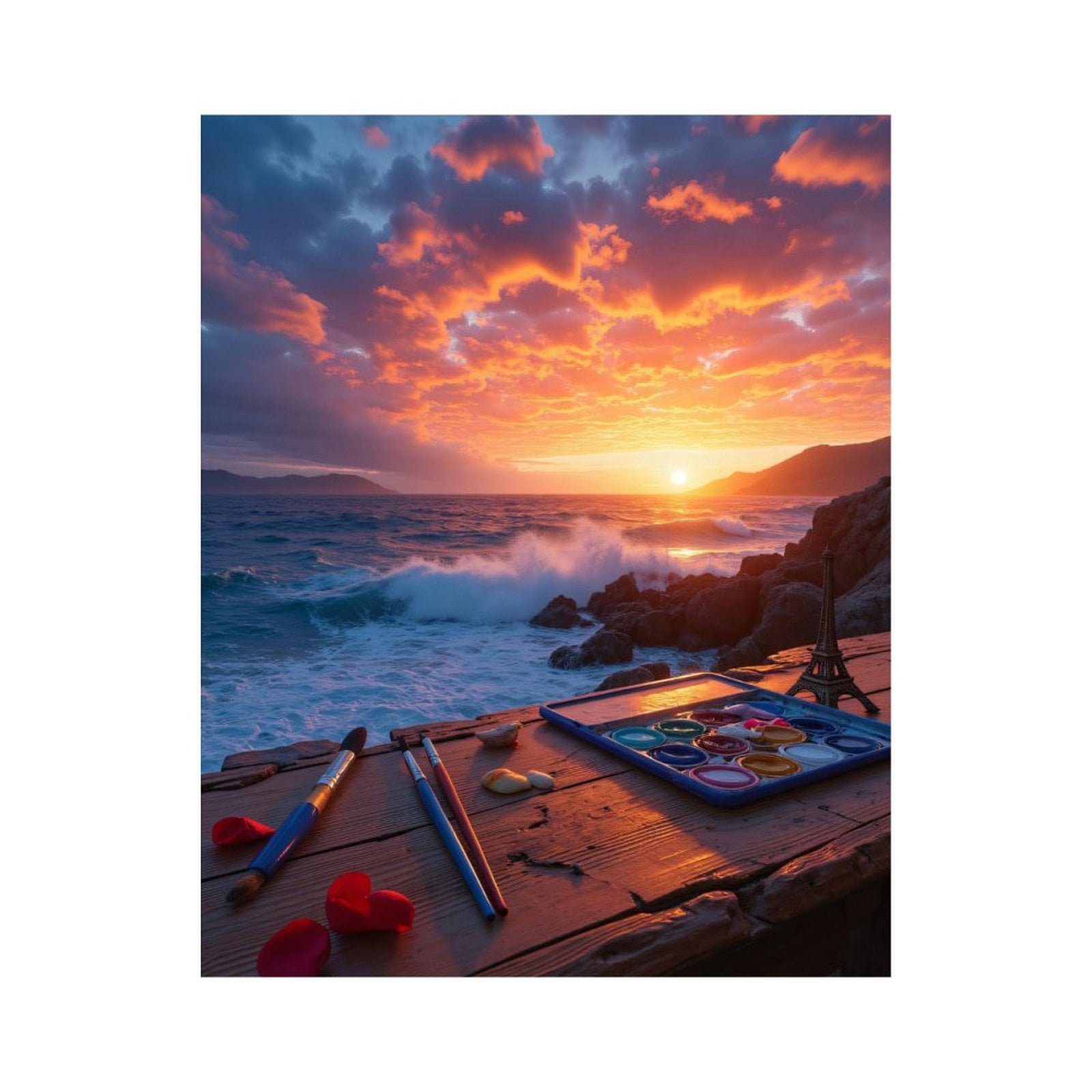 Paint By Numbers Kit for Adults Beginner - Sunset Ocean Art Supplies Beach DIY Canvas Painting Kits for Adults, Frameless Paint By Number for Adults for Home Wall Decor 16x20 Inch