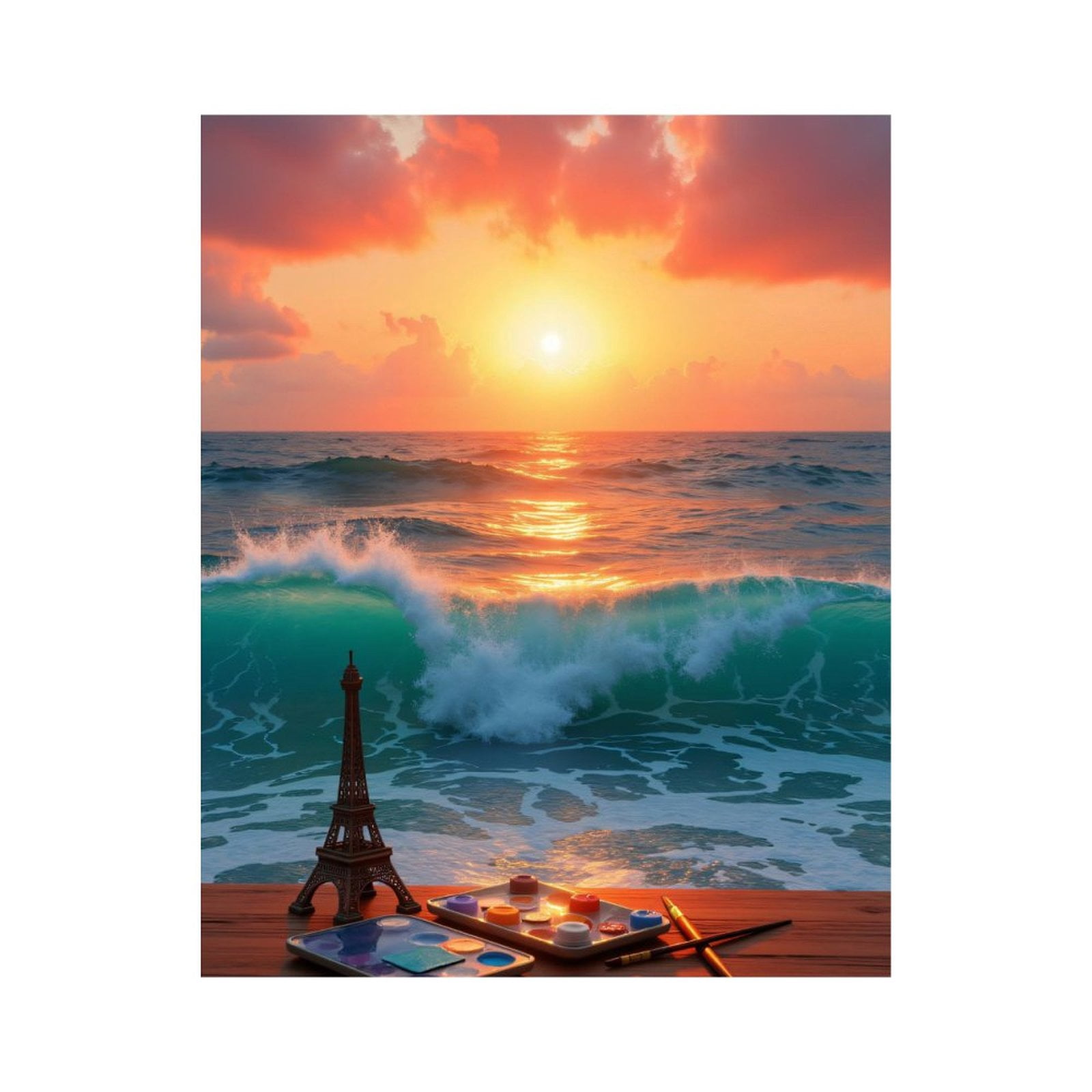 Paint By Numbers Kit for Adults Beginner - Sunset Ocean Waves Art Palette DIY Canvas Painting Kits for Adults, Frameless Paint By Number for Adults for Home Wall Decor 16x20 Inch
