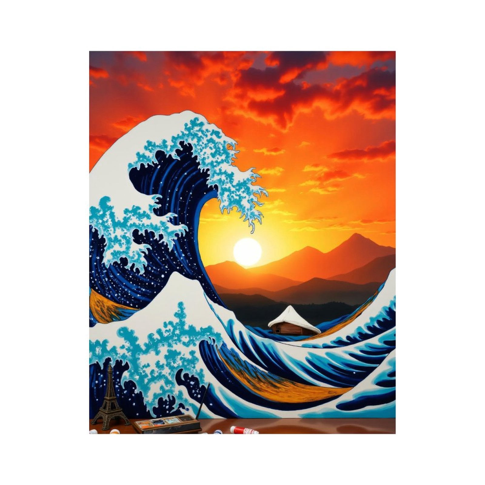 Paint By Numbers Kit for Adults Beginner - Sunset Wave Art Supplies Landscape DIY Canvas Painting Kits for Adults, Frameless Paint By Number for Adults for Home Wall Decor 16x20 Inch