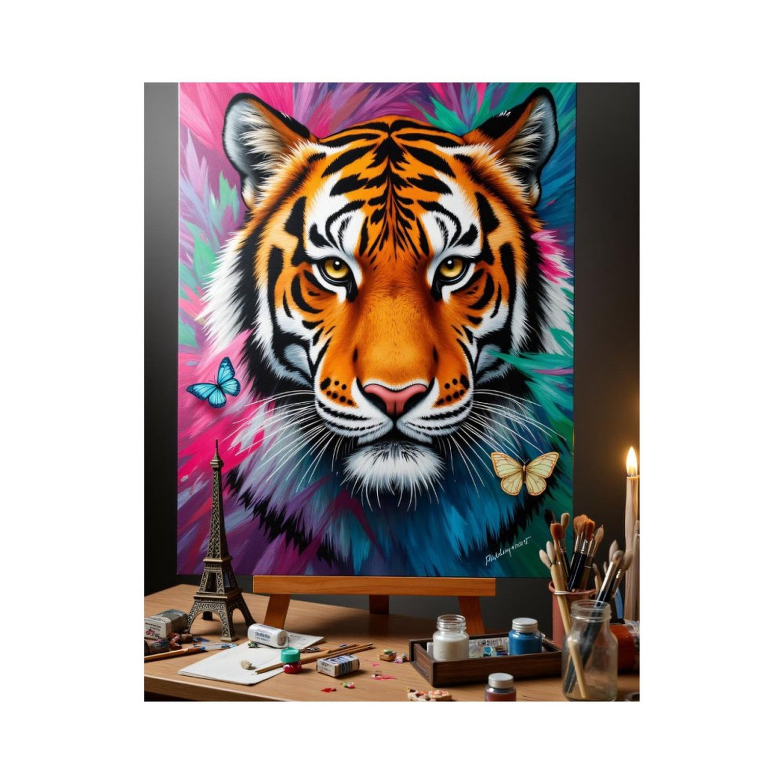 Paint By Numbers Kit for Adults Beginner - Tiger Canvas Vivid Colors Art Supplies DIY Canvas Painting Kits for Adults, Frameless Paint By Number for Adults for Home Wall Decor 16x20 Inch