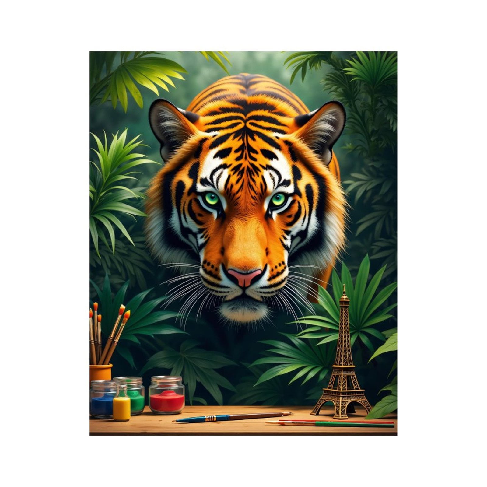 Paint By Numbers Kit for Adults Beginner - Tiger Jungle Art Supplies Scene DIY Canvas Painting Kits for Adults, Frameless Paint By Number for Adults for Home Wall Decor 16x20 Inch