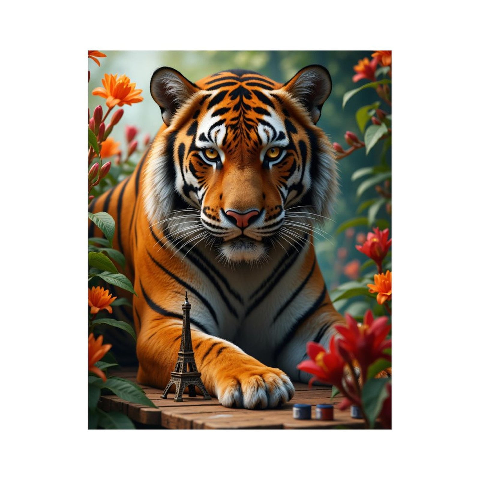 Paint By Numbers Kit for Adults Beginner - Tiger Paris Miniature Blossoms DIY Canvas Painting Kits for Adults, Frameless Paint By Number for Adults for Home Wall Decor 16x20 Inch