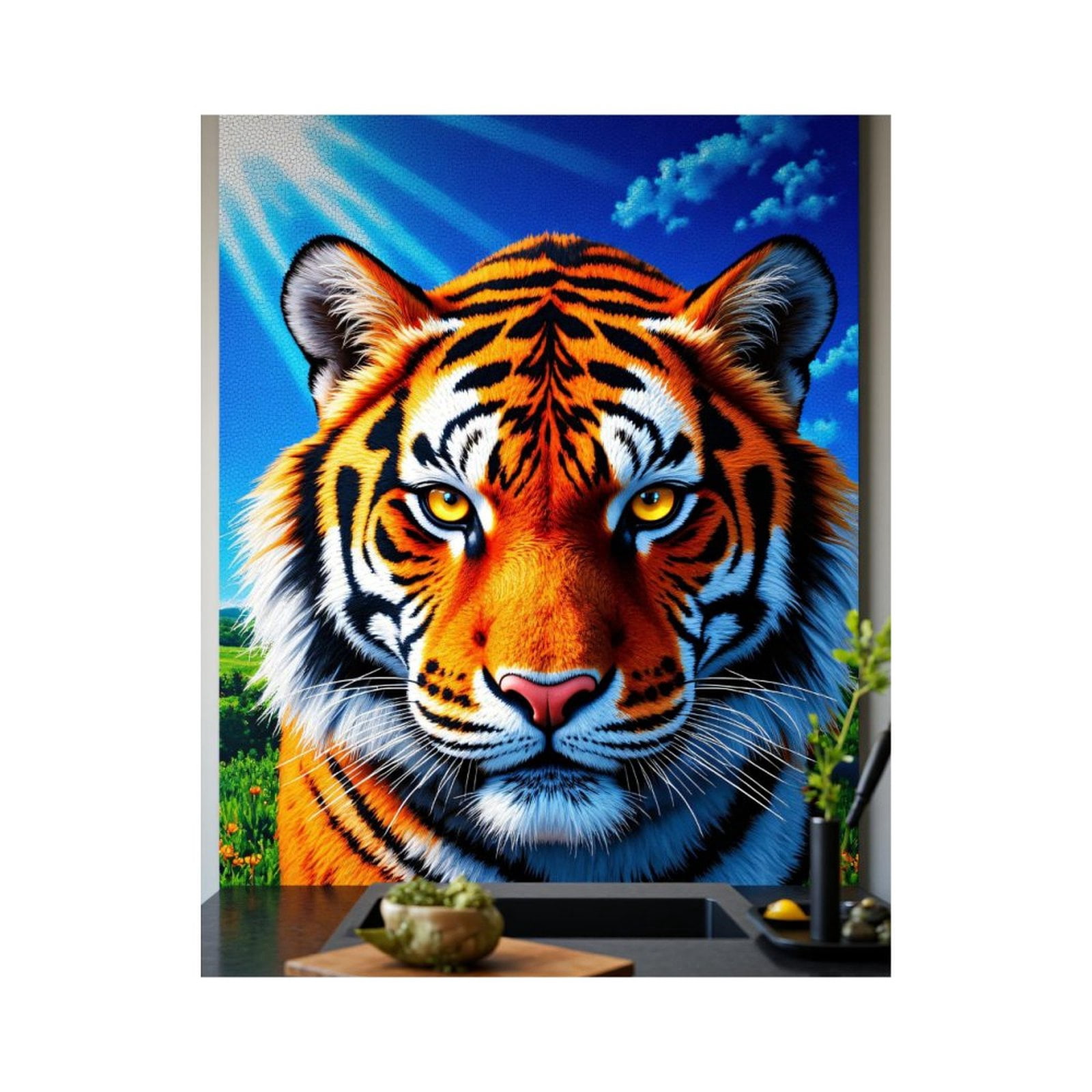 Paint By Numbers Kit for Adults Beginner - Tiger Portrait Bright Day Art DIY Canvas Painting Kits for Adults, Frameless Paint By Number for Adults for Home Wall Decor 16x20 Inch