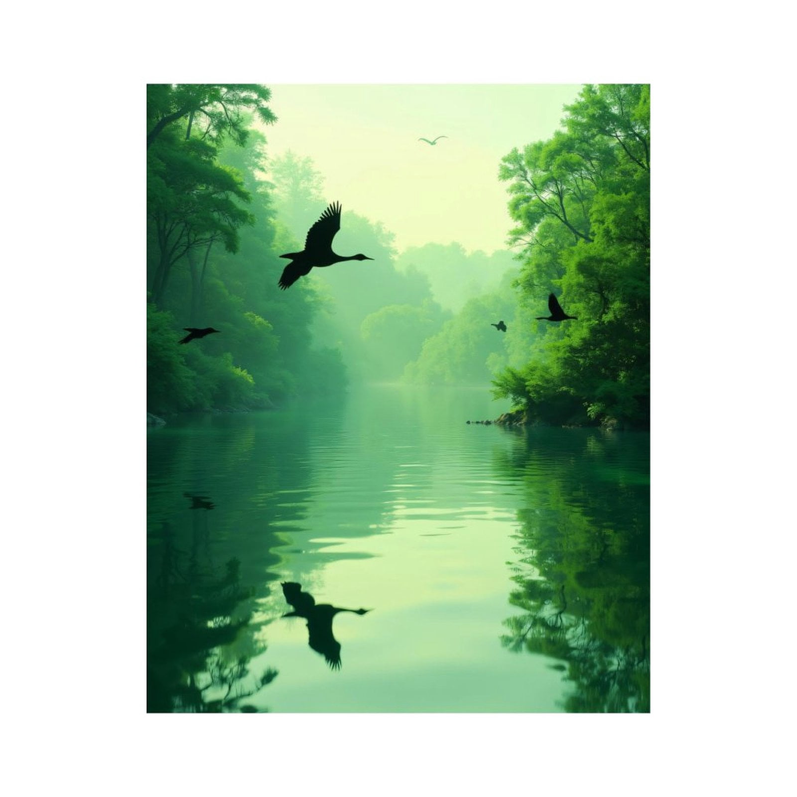 Paint By Numbers Kit for Adults Beginner - Tranquil River Birds Forest Reflections DIY Canvas Painting Kits for Adults, Frameless Paint By Number for Adults for Home Wall Decor 16x20 Inch