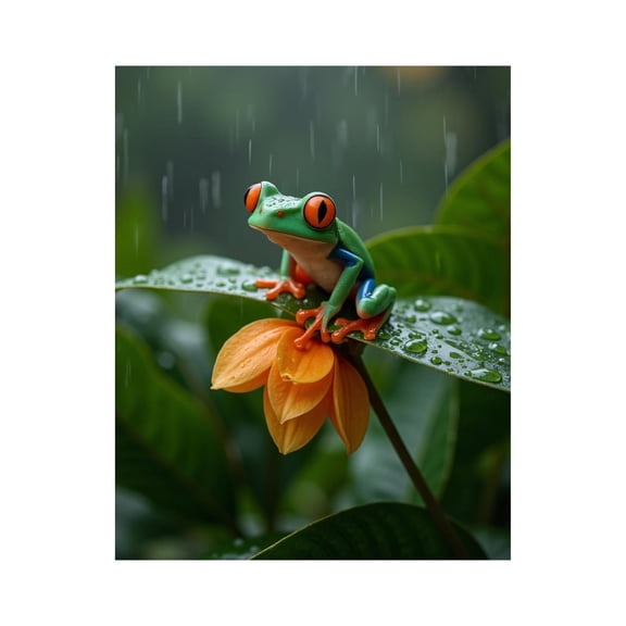Paint By Numbers Kit for Adults Beginner - Tree Frog On Leaf In Rain DIY Canvas Painting Kits for Adults, Frameless Paint By Number for Adults for Home Wall Decor 16x20 Inch