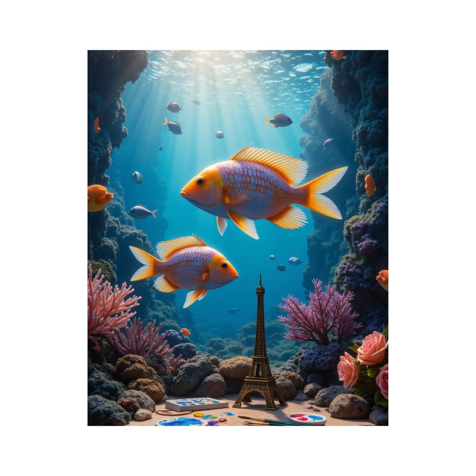 Paint By Numbers Kit for Adults Beginner - Underwater Art Fantasy Scene DIY Canvas Painting Kits for Adults, Frameless Paint By Number for Adults for Home Wall Decor 16x20 Inch