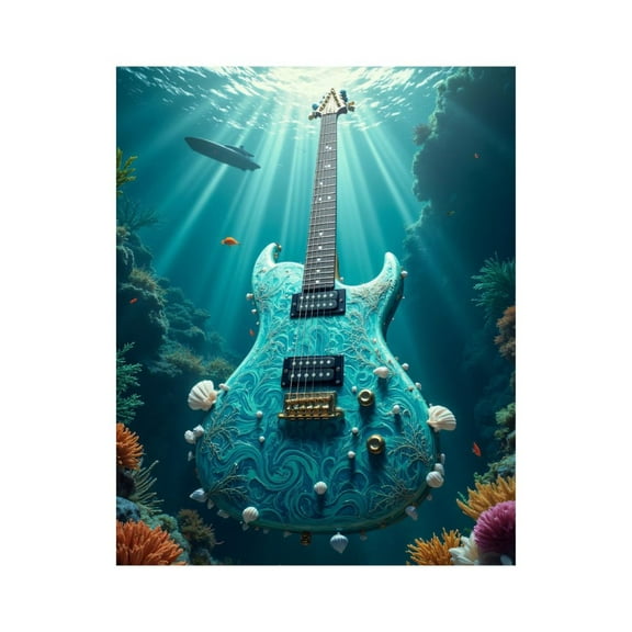 Paint By Numbers Kit for Adults Beginner - Underwater Guitar Fantasy DIY Canvas Painting Kits for Adults, Frameless Paint By Number for Adults for Home Wall Decor 16x20 Inch