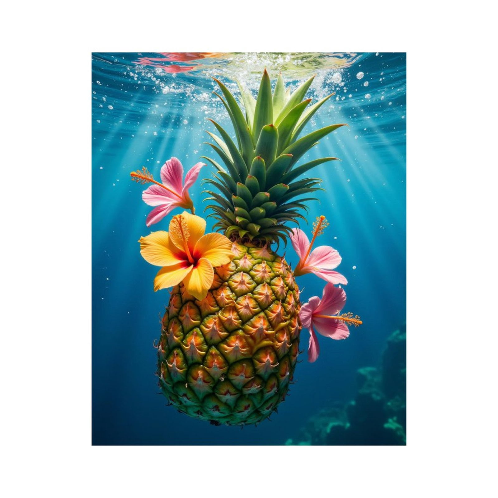 Paint By Numbers Kit for Adults Beginner - Underwater Pineapple Blooming Hibiscus DIY Canvas Painting Kits for Adults, Frameless Paint By Number for Adults for Home Wall Decor 16x20 Inch