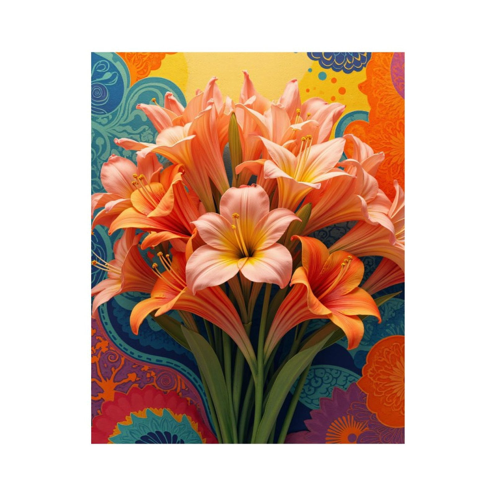 Paint By Numbers Kit for Adults Beginner - Vibrant Floral Bouquet Art Background DIY Canvas Painting Kits for Adults, Frameless Paint By Number for Adults for Home Wall Decor 16x20 Inch