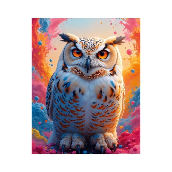 Paint By Numbers Kit for Adults Beginner - Vibrant Owl Colorful Abstract Background DIY Canvas Painting Kits for Adults, Frameless Paint By Number for Adults for Home Wall Decor 16x20 Inch