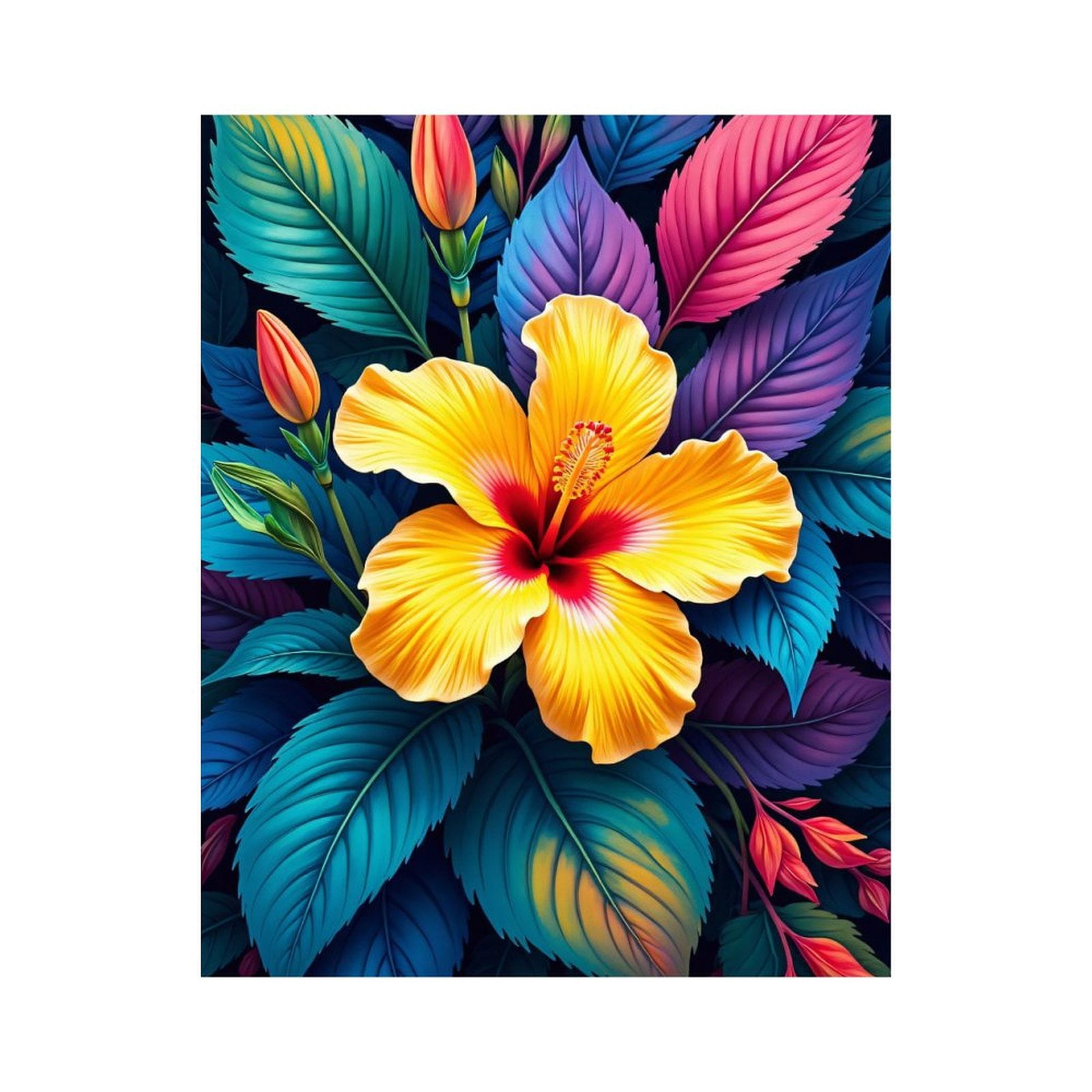 Paint By Numbers Kit for Adults Beginner - Vibrant Tropical Flower Blossom DIY Canvas Painting Kits for Adults, Frameless Paint By Number for Adults for Home Wall Decor 16x20 Inch