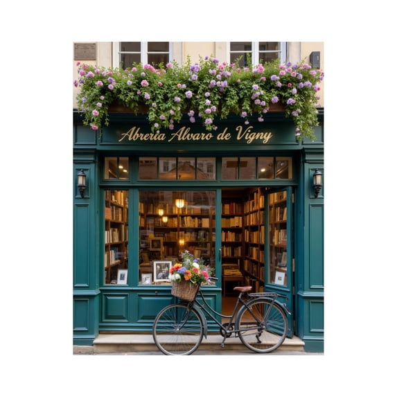 Paint By Numbers Kit for Adults Beginner - Vintage Bookstore Bicycle Flowers DIY Canvas Painting Kits for Adults, Frameless Paint By Number for Adults for Home Wall Decor 16x20 Inch