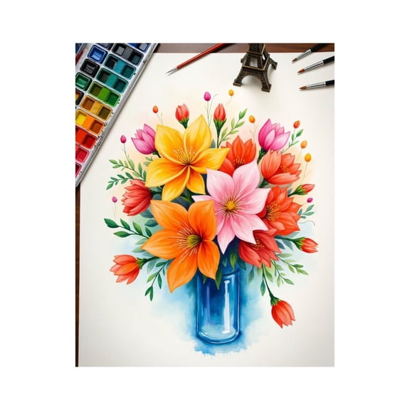 Paint By Numbers Kit for Adults Beginner - Watercolor Bouquet Art Vase DIY Canvas Painting Kits for Adults, Frameless Paint By Number for Adults for Home Wall Decor 16x20 Inch