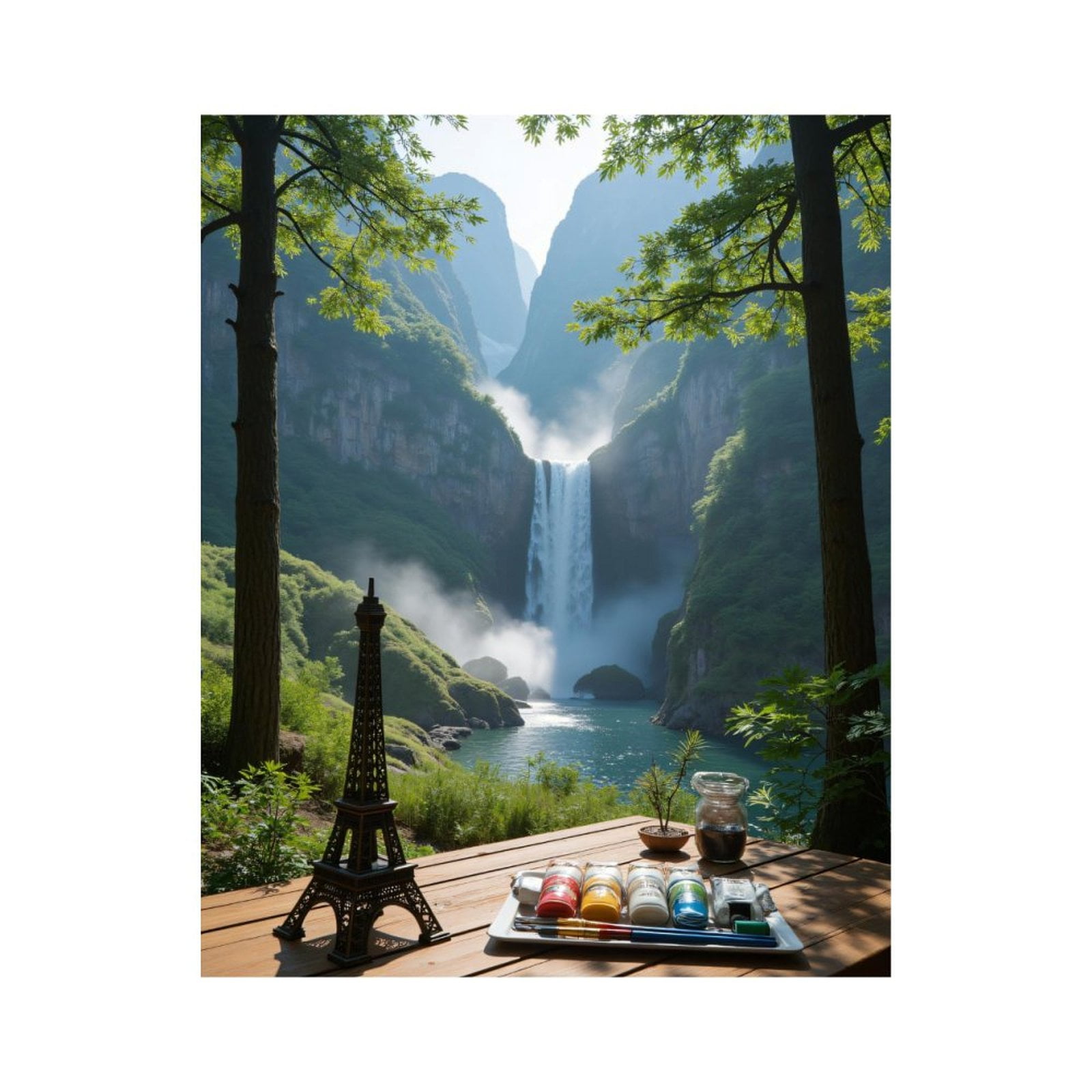 Paint By Numbers Kit for Adults Beginner - Waterfall Tranquility Art Supplies DIY Canvas Painting Kits for Adults, Frameless Paint By Number for Adults for Home Wall Decor 16x20 Inch