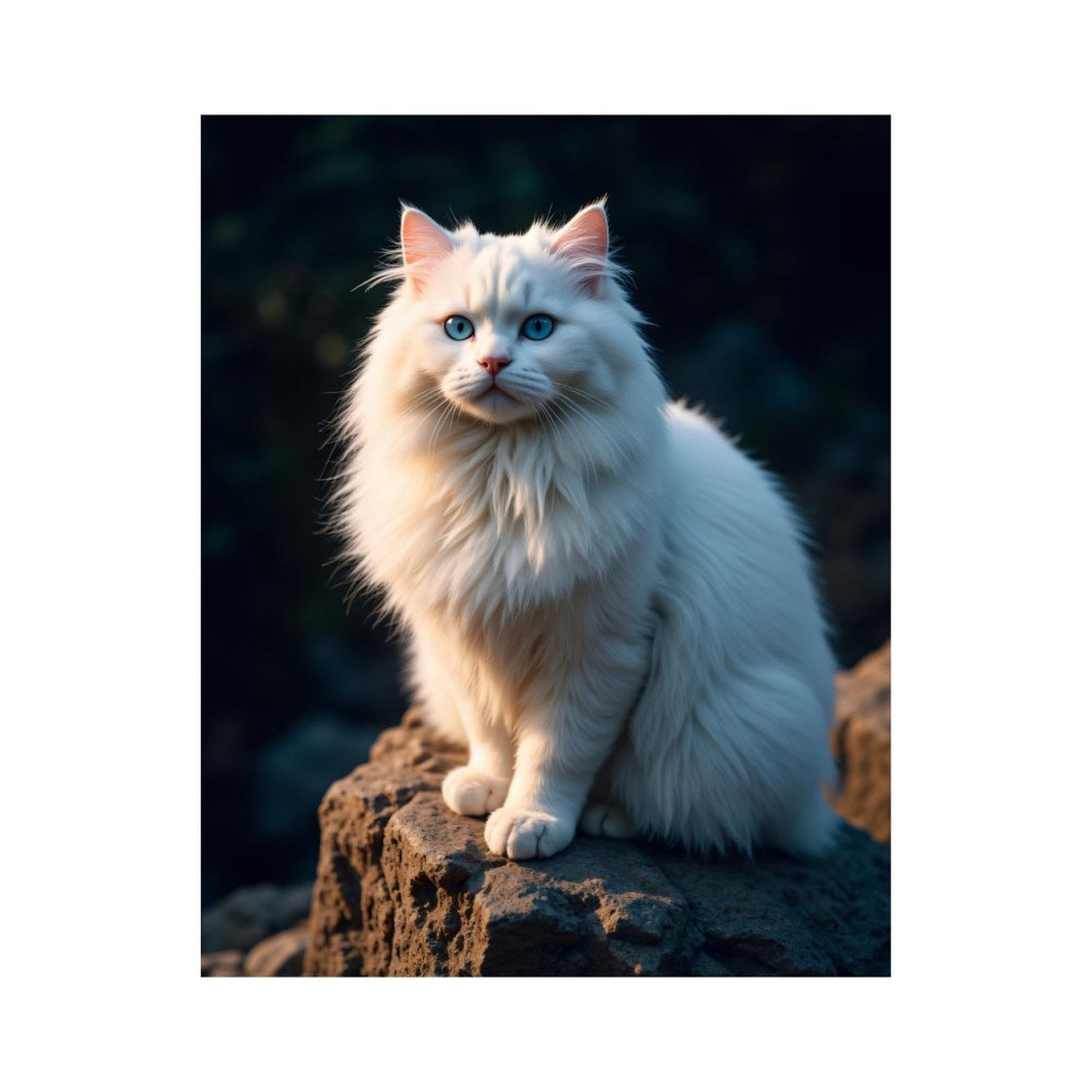 Paint By Numbers Kit for Adults Beginner - White Cat Blue Eyes Sunlit Rock DIY Canvas Painting Kits for Adults, Frameless Paint By Number for Adults for Home Wall Decor 16x20 Inch