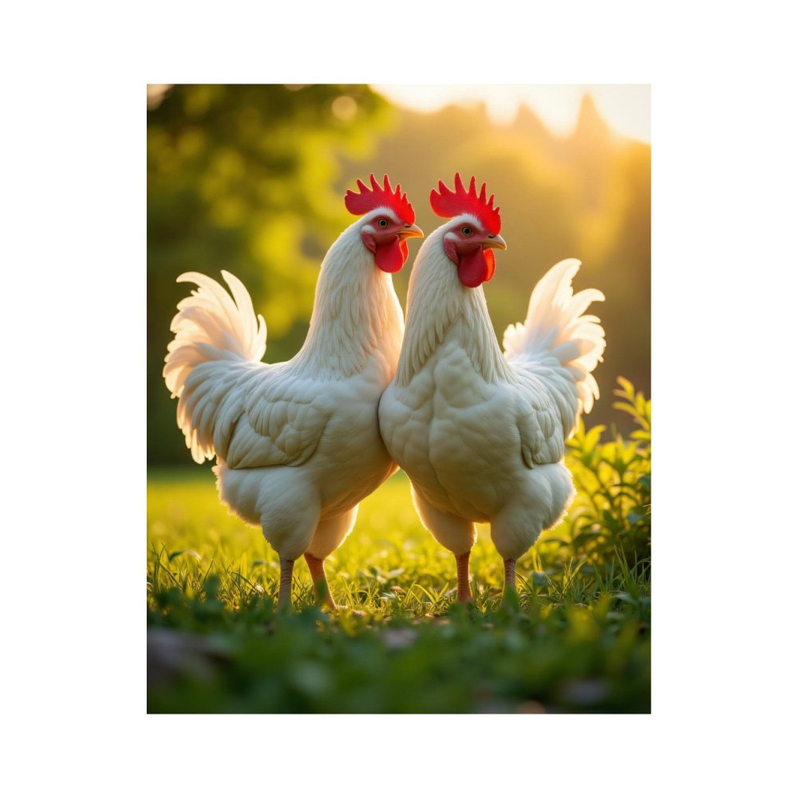 Paint By Numbers Kit for Adults Beginner - White Chickens In Sunlit Meadow DIY Canvas Painting Kits for Adults, Frameless Paint By Number for Adults for Home Wall Decor 16x20 Inch