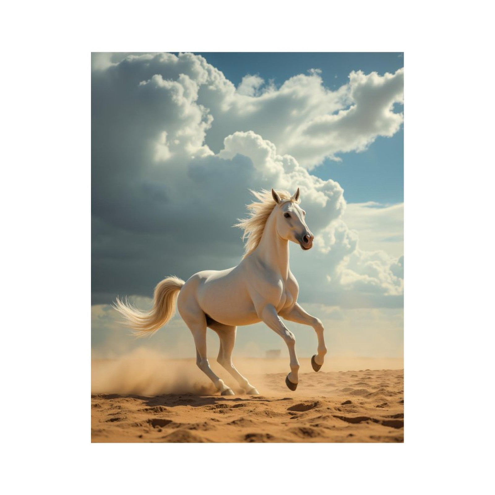 Paint By Numbers Kit for Adults Beginner - White Horse Galloping Desert ...